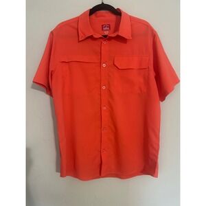 Red Hook Lure Clothing Company Button Up Shirt Short‎ Sleeve Orange